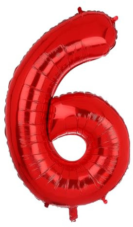 Geburtstags-Zahlenballons XXL-Riesen-Folienballons 40 Zoll – 101 cm Luftballons Geburtstag Jungen Mädchen Babyparty Geburtstagsdekorationen Jubiläumsparty-Dekorationen (Rot, 6)