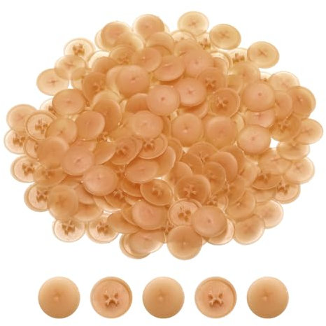 QUARKZMAN Schraubenabdeckungen, 158 Stück 17mm - Kunststoff-Selbstsichernde Schraubenmutter-Abdeckung, Dekorabdeckung für Phillips Cam-Fitting-Mutter Selbstschneidschraube, Shrimp Gelb