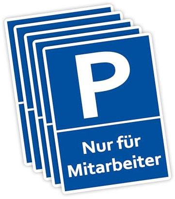 5 unidades XXL de aparcamiento solo para empleados, 30 x 40 cm, placa de espuma dura de PVC estable, 5 mm, con protección UV STROBO