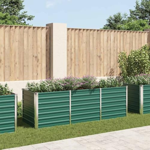 AJJHUUKI Haus & Garten, Rasen & Garten, Gartenbau, Blumentöpfe & Pflanzgefäße-Haus Garten Erhöhte Beete Stahl verzinkt 240 x 80 x 77 cm grün