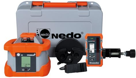 NEDO Rotationslaser PRIMUS 2 H inkl. Laserempfänger ACCEPTOR MAXX - Vollautomatischer Baulaser für horizontale Anwendungen