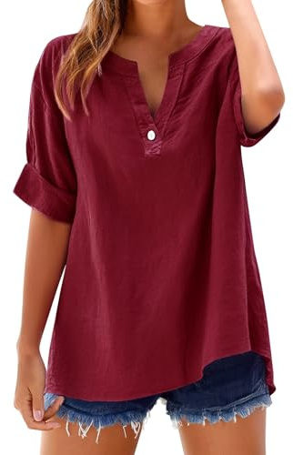 Cocila Loose Shirts Tops Stand Solid Color Sleeve Collar Casual Women's Chemisiers De Travail pour Femmes Bureau Couleur PêChe Blouse Pharmacie Femme Chemisier Satin Femme Tee Dentelle Manches