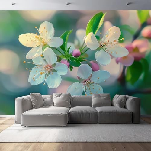 Carta Da Parati 250 x 175 cm Carta Da Parati Per Camera - Natura Primo piano Fiori Fiore di pesco Progettazione del modello - Colore Da Letto Parete Non Tessuto Premium Stampa Decorazione Murale