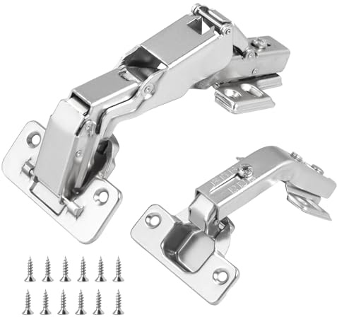 HBL' Kitchen Cabinet Hinges, Pie Cut Corner Hinges for Bifold Cabinet Doors | Complete Set with 2 x 165° Hinges & 2 x 135° Bi-Fold Hinges, Soft Close Concealed Kitchen Cabinet Hinges