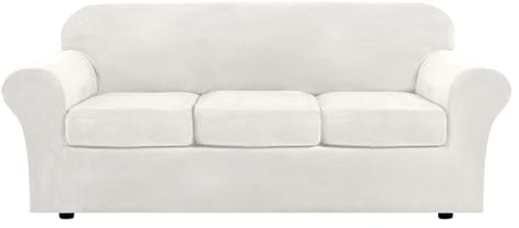 YAYREC Sofabezug，Couch überzug， Stretch-Sofabezug for Couch, Loveseat-Bezug, weicher Sofabezug for Hunde, Dicker Möbelschutz(Ivory,X-Large)