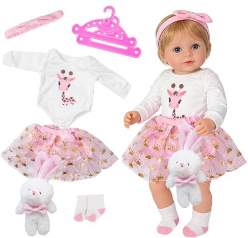SPERMUOY Baby Puppen Puppenkleidung 35-43cm,Puppenkleider Puppenzubehör mit Tüllrock Rosa,New Born Baby Puppenkleidung Kleidung Outfits für Ba-by Puppen (Keine Puppe)