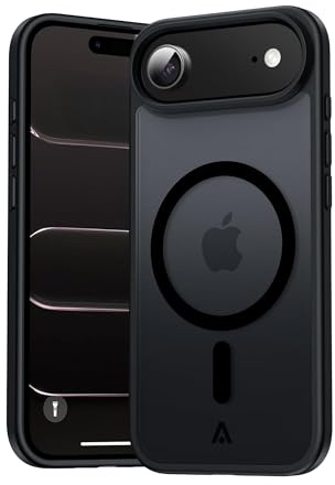 Alkaya handyhülle für iPhone 17 Air kompatibel mit MagSafe, Ultraleicht,schlank,stoßfest mit weicher Seidenmatt-Oberfläche, präzise Passform, Kameraflansch schützt das Objektiv, schwarzes Design