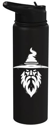 Wizard Silhouette Illustration | Fantasy Wizard Hat Stainless Steel Insulated Water Bottle