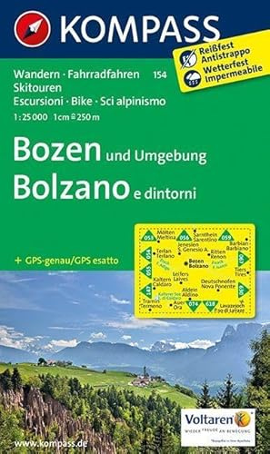 Bozen und Umgebung - Bolzano e dintorni: Wanderkarte mit Radtouren und Skitouren. GPS-genau. 1:25000 (KOMPASS Wanderkarte, Band 154)