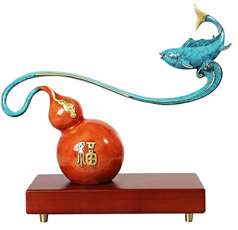 Dekoration für den Hauseingang, Statue, Kürbisornamente aus reinem Kupfer, um Geld anzulocken, Fische, Wohnzimmer, Büro, Eingangsornamente, dekorative Figuren, Bronzeskulpturen für den Eingangsbereich