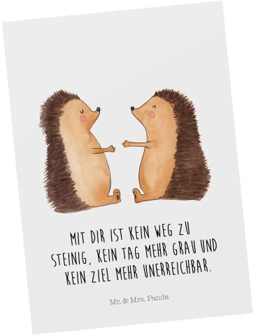 Mr. & Mrs. Panda Postkarte Igel Liebe - Geschenk, Hochzeitstag, Verlobung, Freundin, Liebesgeschenk, Einladungskarte, Freund, Jahrestag, Einladung