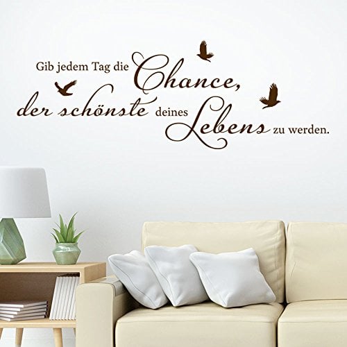 KLEBEHELD® Wandtattoo Gib jedem Tag die Chance, der schönste zu werden mit Vögel Farbe lavendel, Größe 80x28cm