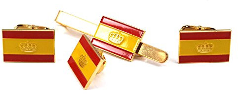 Gemelolandia | Gemelos de Camisa Pin y Pasador de Corbata Bandera de España Naútica Gemelos Originales para Camisas | para Hombres y Niños | Regalos para Bodas, Comuniones, Bautizos y Otros Eventos