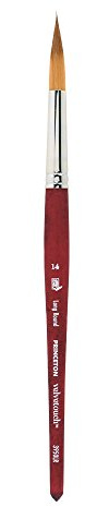 Princeton Velvetouch Artiste, Mixed-Media Brush for Acrylic, Watercolor & Oil, Series 3950 Long Round Luxury Synthetic, Size 14