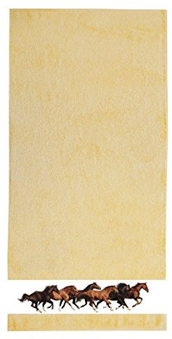 framsohn Duschtuch Pferde 75 x 150 cm Limone - Gelb
