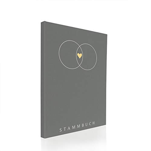Hochzeitideal Stammbuch zur Hochzeit – A4 in Grau – Nr. 194 Serie 'Alan' Familienstammbuch & Erinnerungsbuch mit 4-Fach Ringmechanik, Buchbinderleinen, handgefertigt in Deutschland