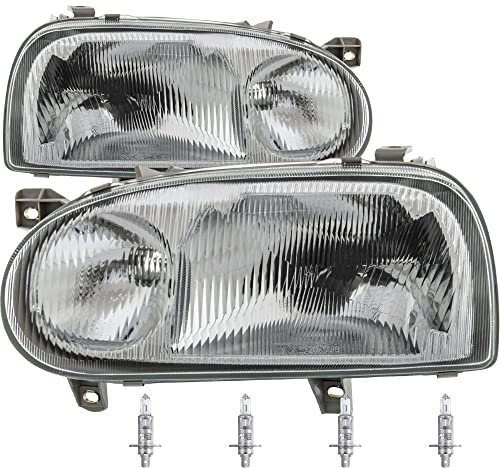 QR-Parts 69590232 Set Scheinwerfer links 1308500 + Scheinwerfer rechts 1308501 + OSRAM H1 Original 64150-01B (4-Stück)