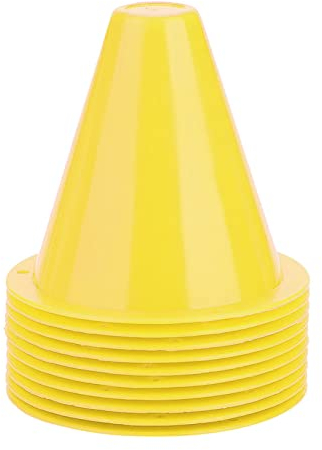 Keenso Soccer Markers Set, 10pcs 5 Colors Soccer Practice Cone Football Training Marker Set Football Barriers Plastic Marker Holder Accessory(Yellow) football supplies