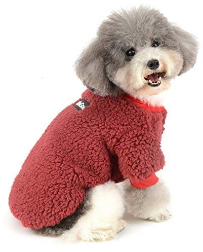 Zunea Wintermäntel für kleine Hunde Fleece Warm Hundepullover Sweater Welpen Winterjacke Chihuahua Katze Kleidung Haustier Jungen Mädchen Hundebekleidung Rot S