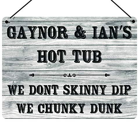 Maggie-mais Personalised Fun Hot Tub Sign Metal Plaque Gifts, Bar,Garden,