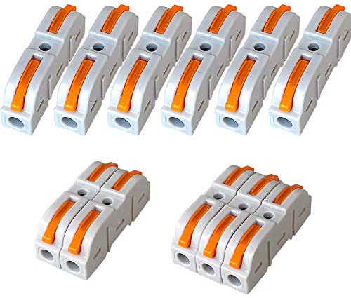 QitinDasen 30Pcs KV211 Leva-Dado Cavo Connettore, 1 in 1 fuori Bilaterale 2 Porte Connettore Conduttore Compatto, Morsettiera Cavo Connettore Molla Rapido (Combinazione Gratuita)