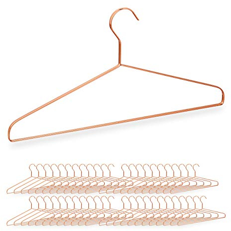 Relaxdays 48 x Kleiderbügel, für Hemden, Jacken & Hosen, platzsparend, Metall, Drahtbügel, 42 cm breit, schöne Bügel, Kupfer