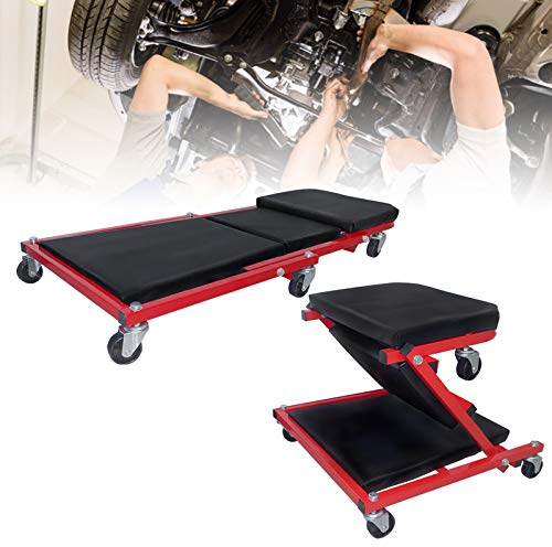 LZQ 2in1 Werkstatt Rollbrett KFZ Schwarz Werkstatthocker Werkstattliege Montageliege Rollliege bis 150 kg 360° Rollen