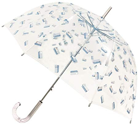 SMARTBULLE Parapluie Long Transparent – forme Cloche ; Solide ; Ouverture automatique ; Diamètre=85cm ; Poignée transparente ; Parapluie Femme ; Motifs TRANSAT
