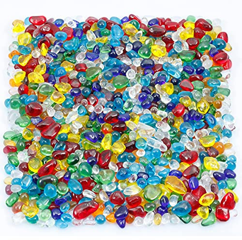 KYEYGWO 460 Gram Verre au Chalumeau, Chakra Petits Graviers Perles pour Aquarium Vase Jardin Décoration Bricolage Fabrication de Bijoux, Irrégulières Pierres Perles en Vrac Pierres Guérison