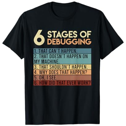 Coder Informatiker Admin 6 Stages of Debugging Programmierer T-Shirt