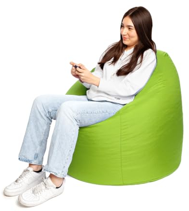 PATCH HOME Patchhome Sitzsack Tropfenform mit Reißverschluss Nachfüllbar - für In & Outdoor - mit Styropor Füllung 3 Größen erhältlich XXL - Höhe 115cm, Durchmesser 95cm Kiwi