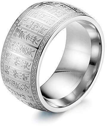 BlackAmazement 316L Edelstahl Ring Chinesische Zeichen Chinese Characters Taoismus Daoismus Lehre des Weges Religion Silber Gold Damen Herren