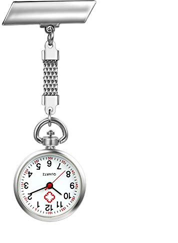 Silverora Personalisierte Uhren Krankenschwesteruhr FOB-Uhr Taschenuhr Analog Clip-on Quarzuhr für Arzt Medizinische Uhr Sanitäter Geschenk