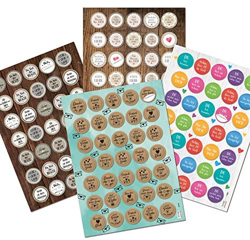 Logbuch-Verlag 140 Aufkleber Sprüche Geburtstag Liebe Motivationsaufkleber Sticker Ø 3,2 cm klein rund