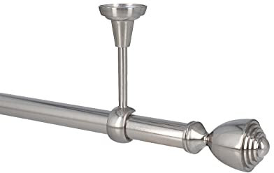 Sento 25mm Gardinenstange Vorhangstange 1-läufig Deckenmontage Edelstahl Optik 160 cm Avanti