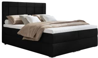 MOONB- 3 | Bari Boxspringbett 160x200, Doppelbett, boxspringbett bett mit bettkasten, Bonell-Matratze und Topper, Doppelbett, Polsterbett mit bettkasten, Schlafzimmer (160 x 200 cm, Dunkelgrau)