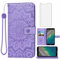 Asuwish Phone Case for Nokia C01 Plus Wallet with Tempered Glass Screen Protector and Sunflower Leather Slim Flip Cover Card Holder Stand Cell Accessories NokiaC01 C01Plus (5.45) Women Purple