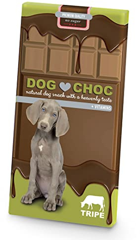 duvoplus, Dog Choc Tripes 100 Gramm, Leckerlis für Hunde, Schokoladentafel, ohne Zucker und ohne Kakao, leckerer Schokolatriegel für Ihren Hund, europäische Premium-Qualität