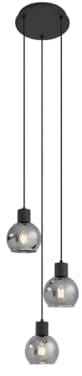 Qazqa - Art Deco Art-Deco-Hängelampe I Pendellampe I Pendelleuchte schwarz mit Rauchglas rund 3-flammig - Vidro I Wohnzimmer I Schlafzimmer - Rund - LED geeignet E27