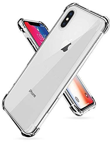 Cracksin Silikon Hülle für iPhone X, iPhone XS Transparent Ultra Dünne weiche TPU Handyhülle Flexible Klar Case Cover [Bumper mit verstärkten Ecken] Rückseite