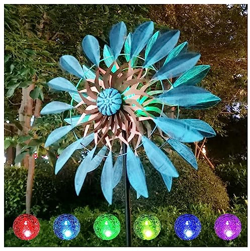 Solar WindmüHle, 213 cm Windrad Garten XXL, Leicht Drehend Garten Windrad, Wetterfestes Gartendeko