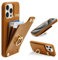 LAMEEKU for iPhone 15 Pro Wallet Case with Card Holder, PU Leather Kickstand Card Slots Case, 360°Rotation Ring Stand, RFID Blocking Snap Button Protective Case for Women for Apple iPhone 15 Pro Brown
