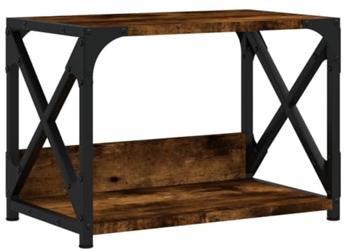 vidaXL Druckerständer, Druckerregal mit 2 Ablagen, Druckertisch Ständer mit verstellbaren Beinen, Schreibtischaufsatz Druckerhalter, Räuchereiche