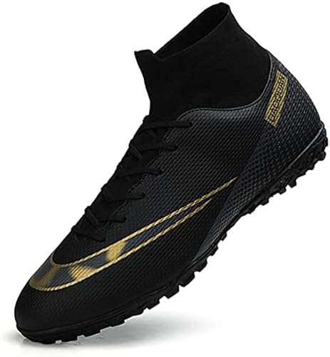 Kmrlofiy Herren Fußballschuhe High Top Spike Cleats Jugend Professionelle Fußballschuhe Herren Outdoor Trainingsschuhe Sportschuhe Fussballschuhe Schnürsenkel Turf Trainer (LKA-6, 36EU)