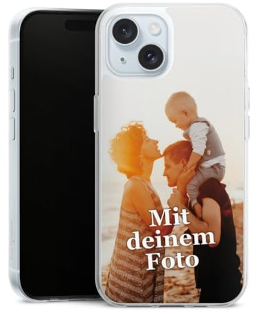 Silikon Hülle kompatibel mit Apple iPhone 15 Case transparent Handyhülle Selbst Gestalten Personalisieren Zum Anpassen