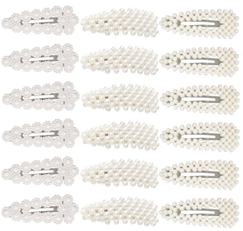EUPSIIU 18 Pezzi Mollette per Capelli Pearl Capelli Mollette, Fermagli Capelli Bambina, Strass Pearl Capelli Mollette, Forcine Antiscivolo Capelli, Moda Pearl Capelli Set, per Bambine Donne