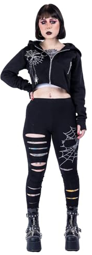Heartless Leggings Widow Maker Gothic Spinnennetz Okkult Nu Goth Spinne, Größe:L
