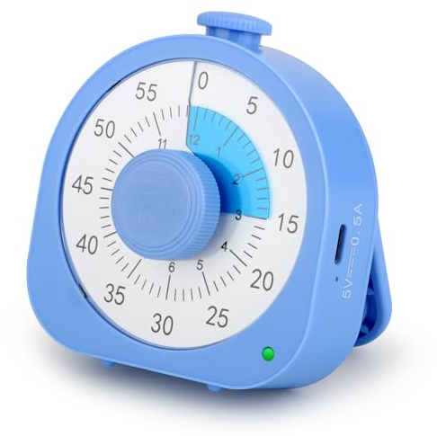 Minuteur Analogique Visuel, Minuteur Visuel Timer Enfant, Compte à Rebours sans Bruit, Support Sonore et Muet, pour Enfants et Adultes, Salle de Classe