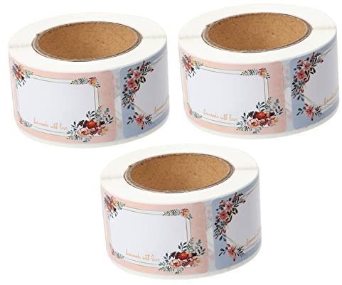 NUOBESTY 3rollos Pegatinas De De Flores Para Frascos y Botellas Etiquetas Adhesivas