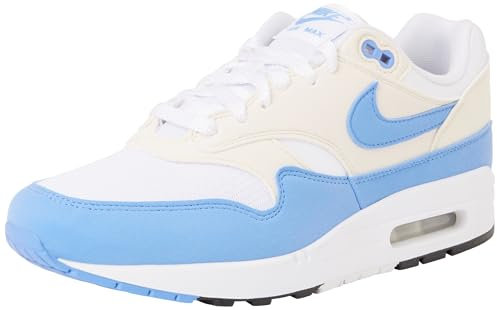 NIKE Air MAX 1, Sneaker Mujer, Blanco Fantasma Negro Royal Pulse, 38 EU